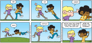 FoxTrot comic strip by Bill Amend - "Non-compliant" published October 2, 2011 - Jason: Marcus: Jason: Marcus: Jason: Notice how the other kids won't ever play html tag with us? Marcus: We're obviously too