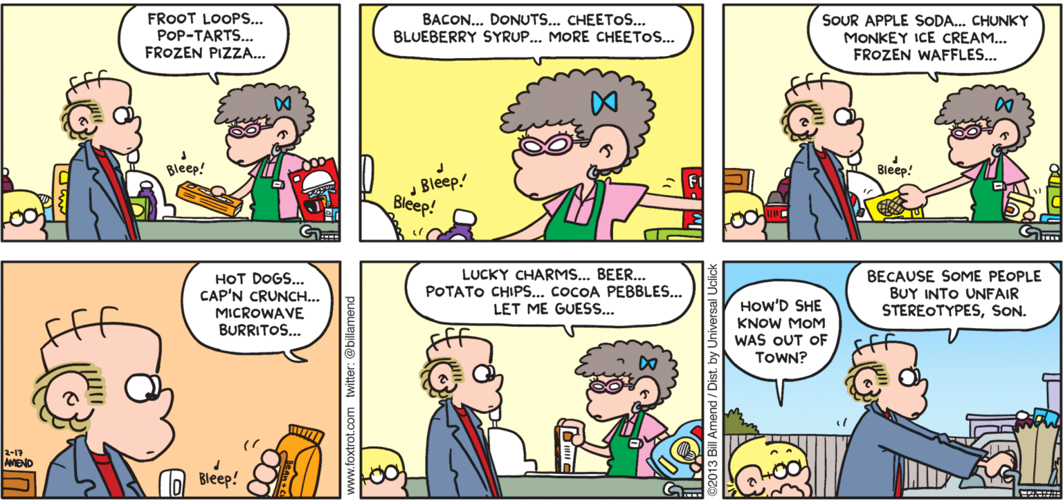 "Lucky Guess" Grocery Shopping FoxTrot Comics by Bill Amend