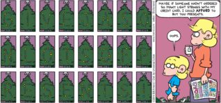 FoxTrot comic strip by Bill Amend - December 14, 2014 - Andy, Cartoons, Christmas Lights, Christmas Presents, Holidays, Jason, Sunday Comics