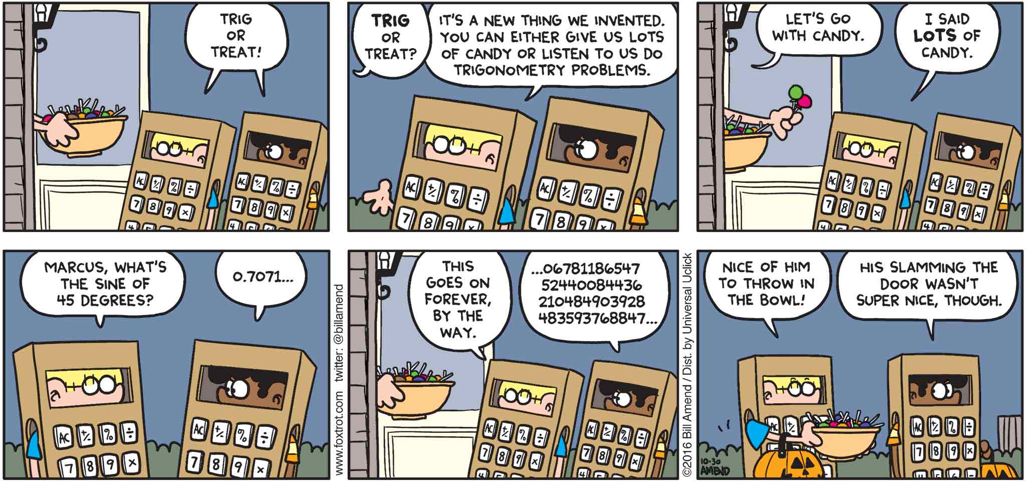 "Trig or Treat" | Halloween Comics | FoxTrot Comics by Bill Amend