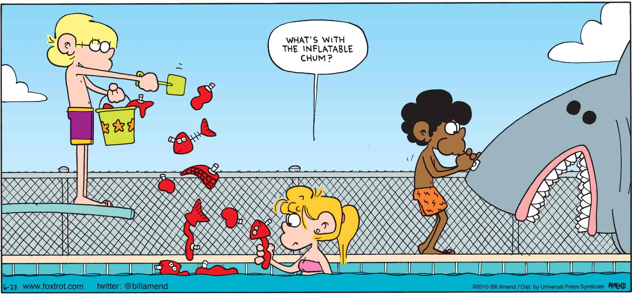 FoxTrot by Bill Amend June 27, 2010 - Summer Comics - Paige: What's with the inflatable chum?