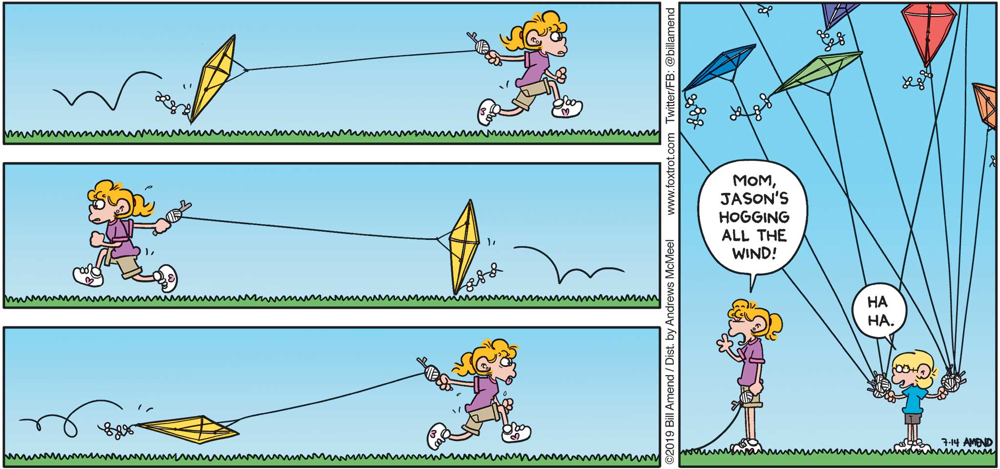 "Wind Hog" Kite Flying FoxTrot Comics by Bill Amend