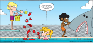 FoxTrot by Bill Amend - "Inflatable Chum" published June 27, 2010 - Paige: What's with the inflatable chum?