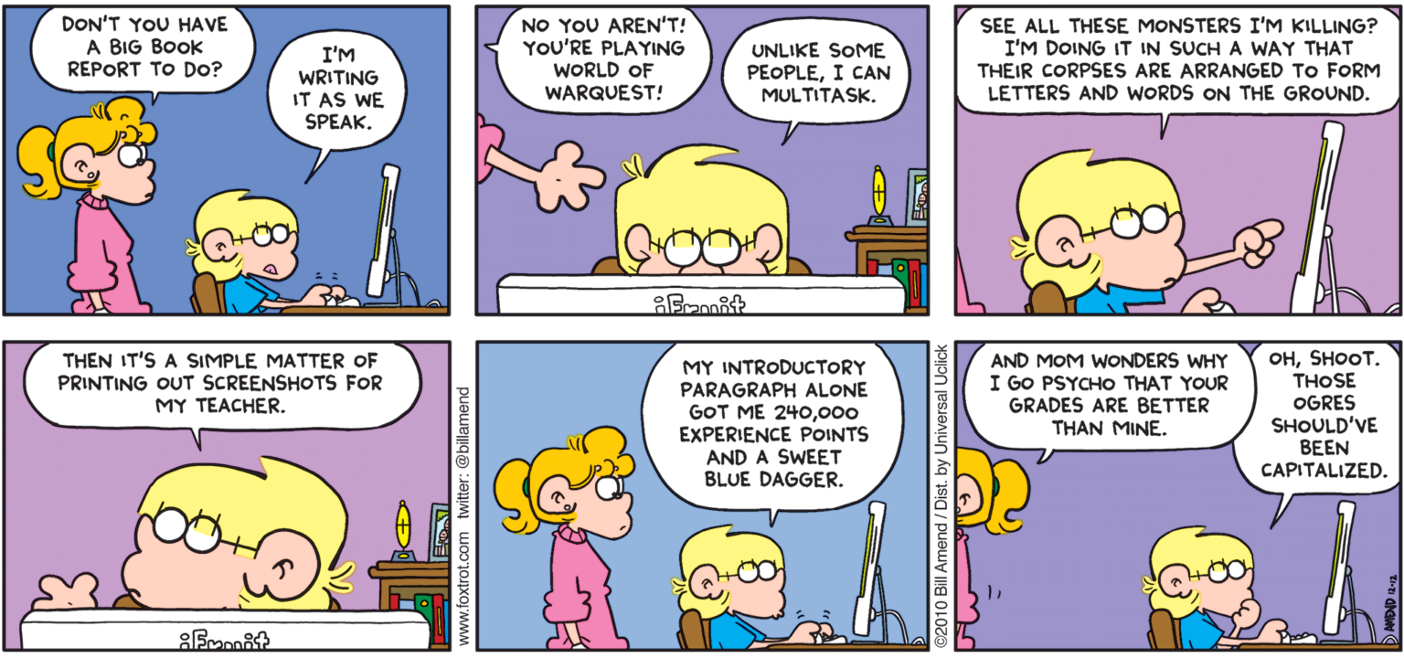 Killer Homework Gaming Homework Foxtrot Comics By Bill Amend