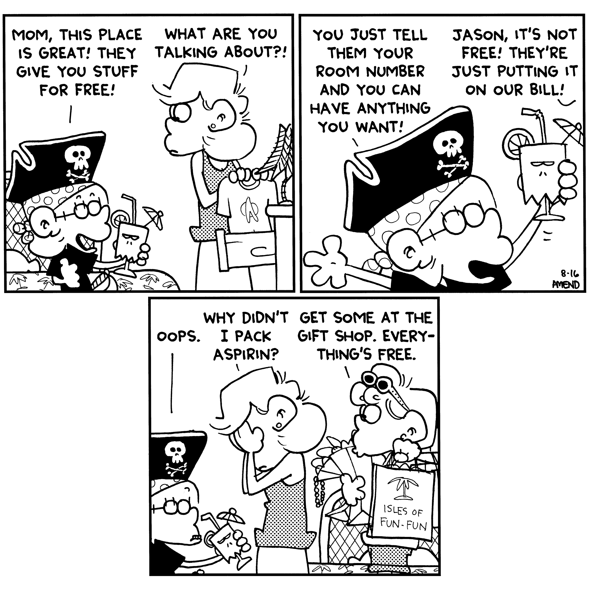 FoxTrot comic strip by Bill Amend - August 16, 2001 - Caribbeanny Vacation