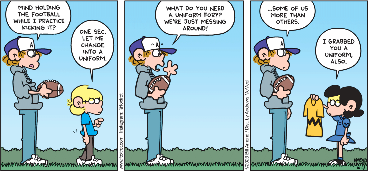 "Dressing the Part" Football Peanuts FoxTrot Comics by Bill Amend